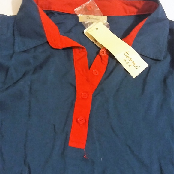 Blue and Red Collared Plus Size Shirt - Picture 4 of 4